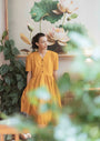 Linen Sunset Stroll Gathered Midi Dress